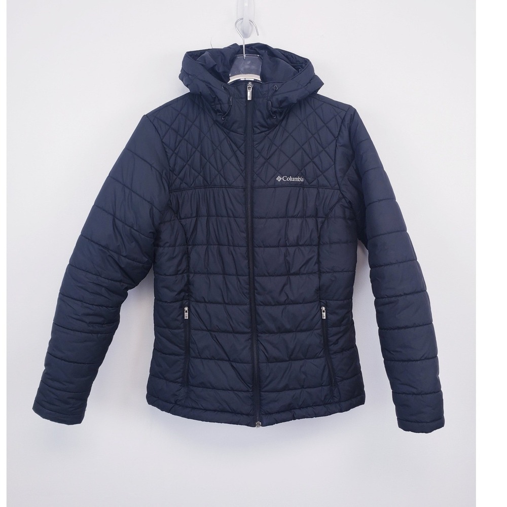 Columbia Cooper Crest Hooded Winter Puffer Jacket Black Full Zip Womens Medium